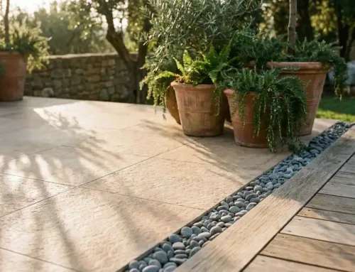 Kun je keramische terrastegels combineren met andere materialen?